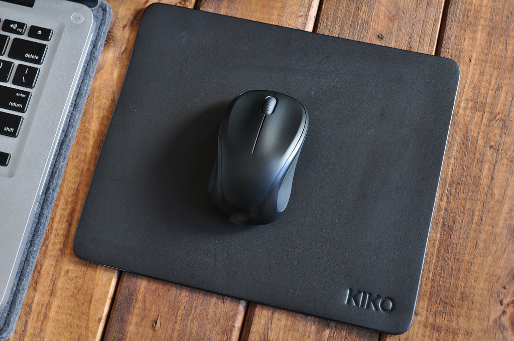 Black Kiko Leather Mouse Pad