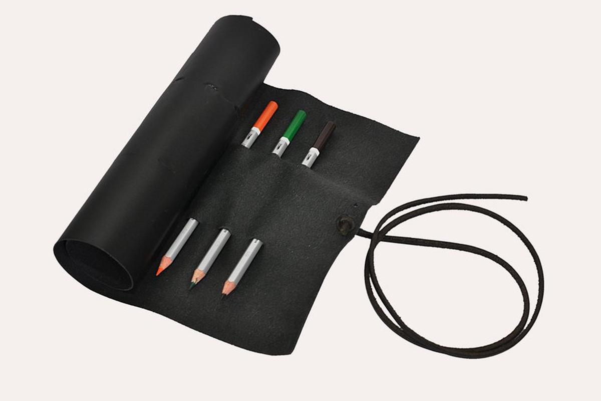 Kiko Leather Pencil Wrap with leather tie closure