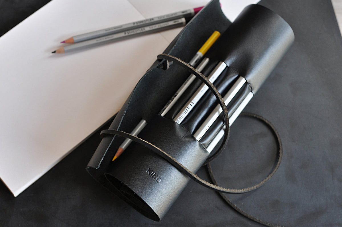 Kiko Leather Pencil Wrap with leather tie closure