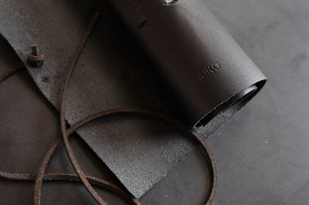 Kiko Leather Pencil Wrap with leather tie closure