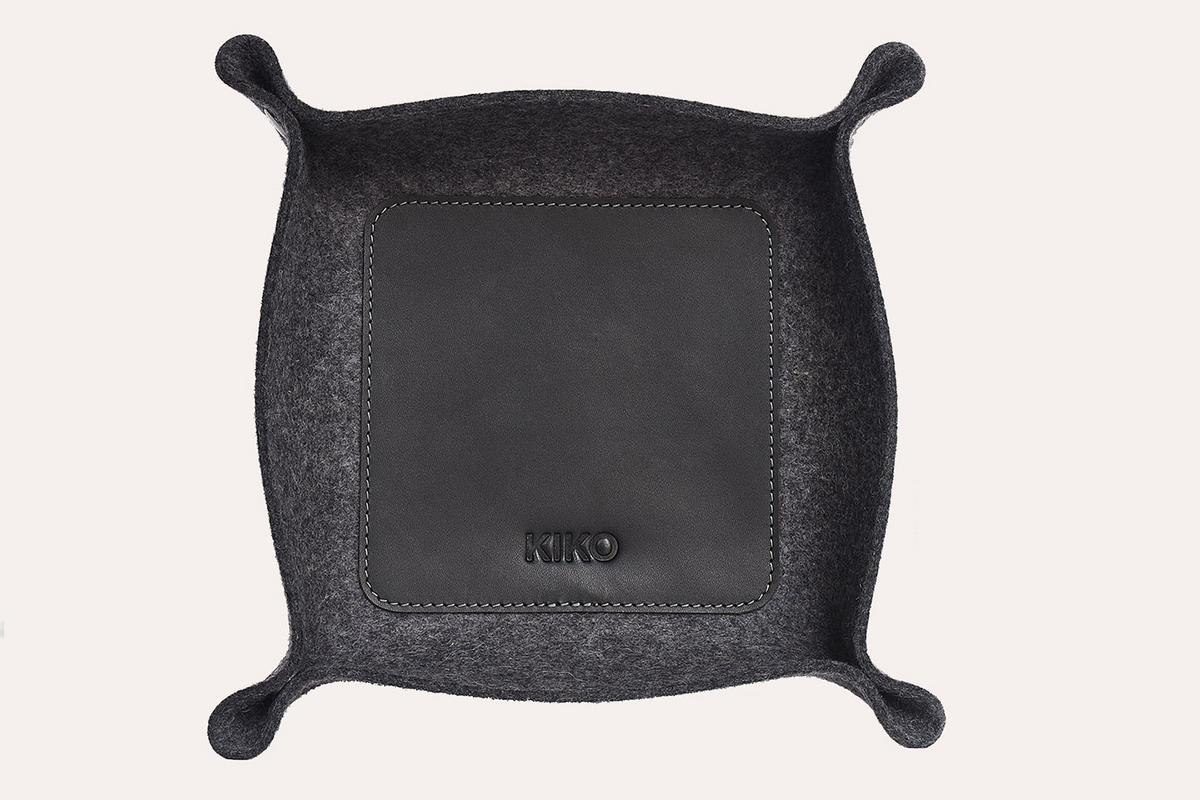 Kiko Leather Desk Tray in wool felt and leather