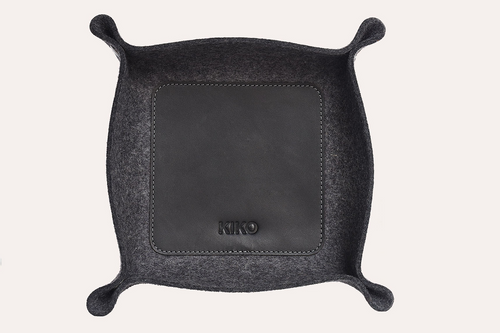 Kiko Leather Desk Tray in wool felt and leather