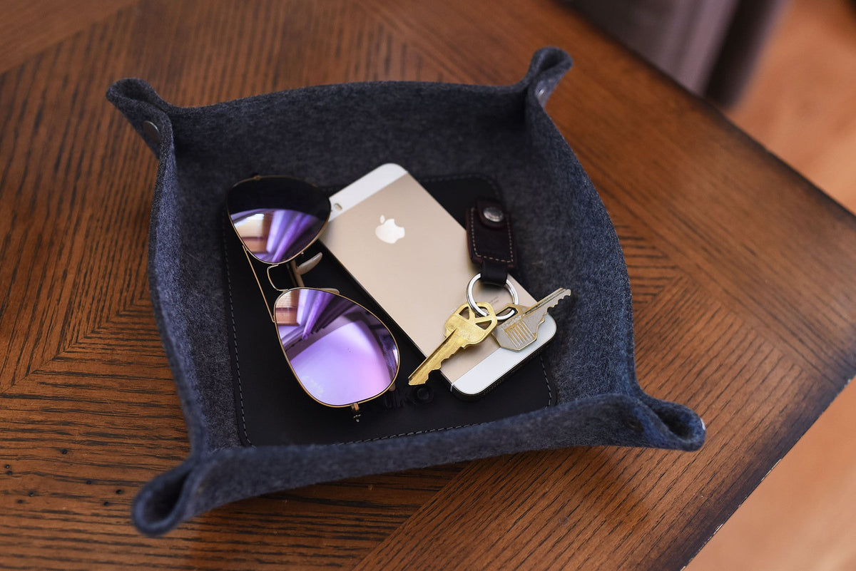 Kiko Leather Desk Tray in wool felt and leather