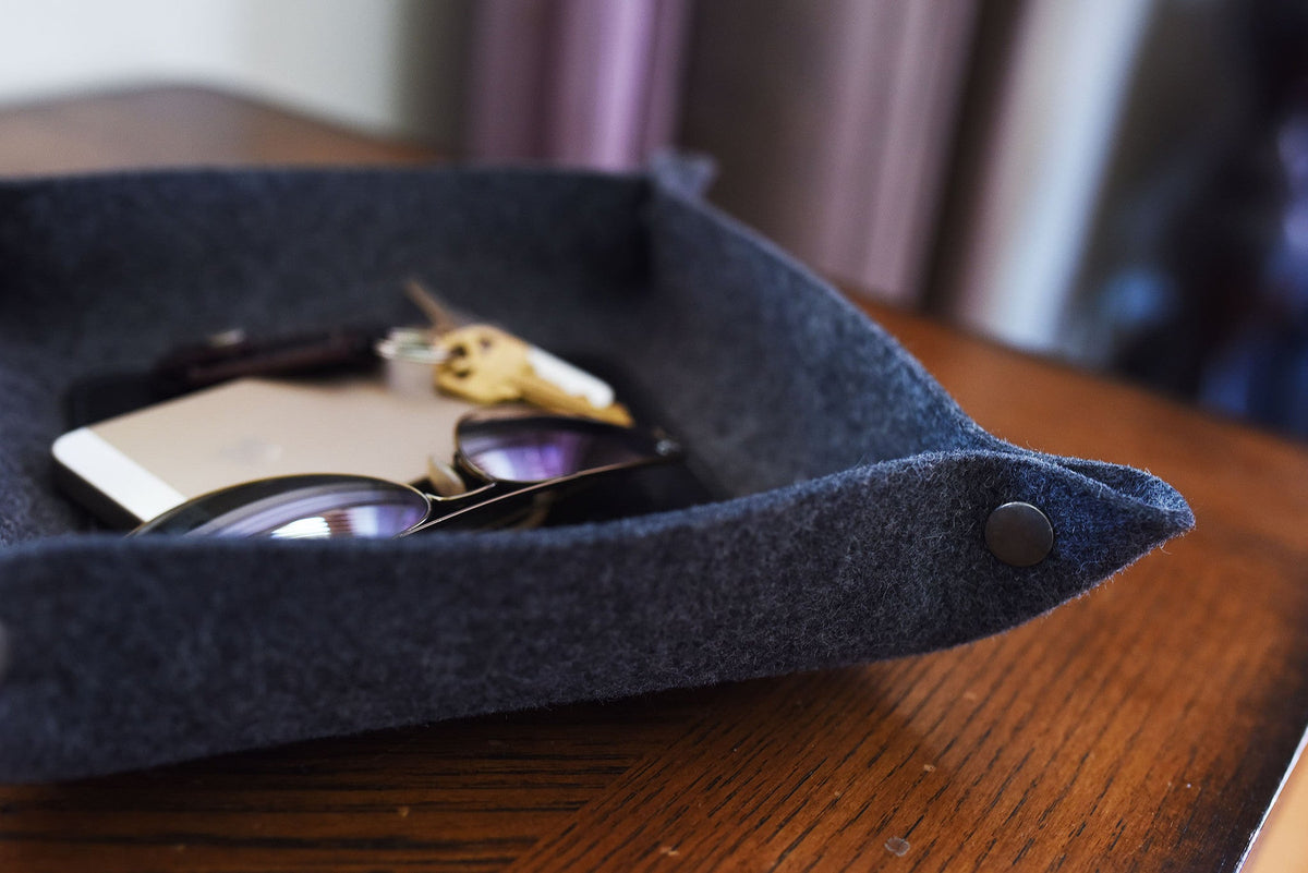 Kiko Leather Desk Tray in wool felt and leather